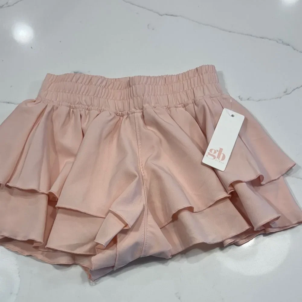 GB Girls Pink Ruffle Butterfly Shorts